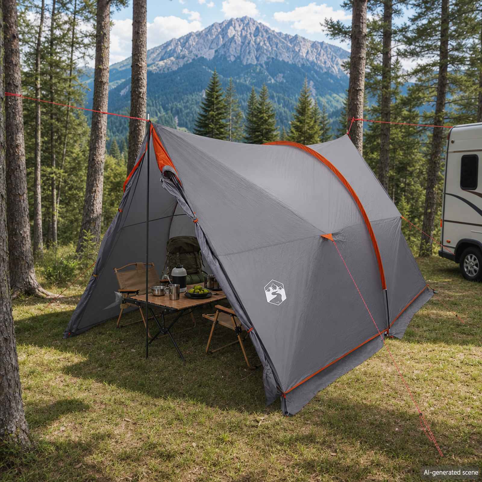 vidaXL Canopy Tent Water-Resistant Grey and Orange