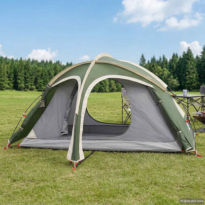 vidaXL Trekking Tent with Rainfly Water-Resistant 2-Person Green