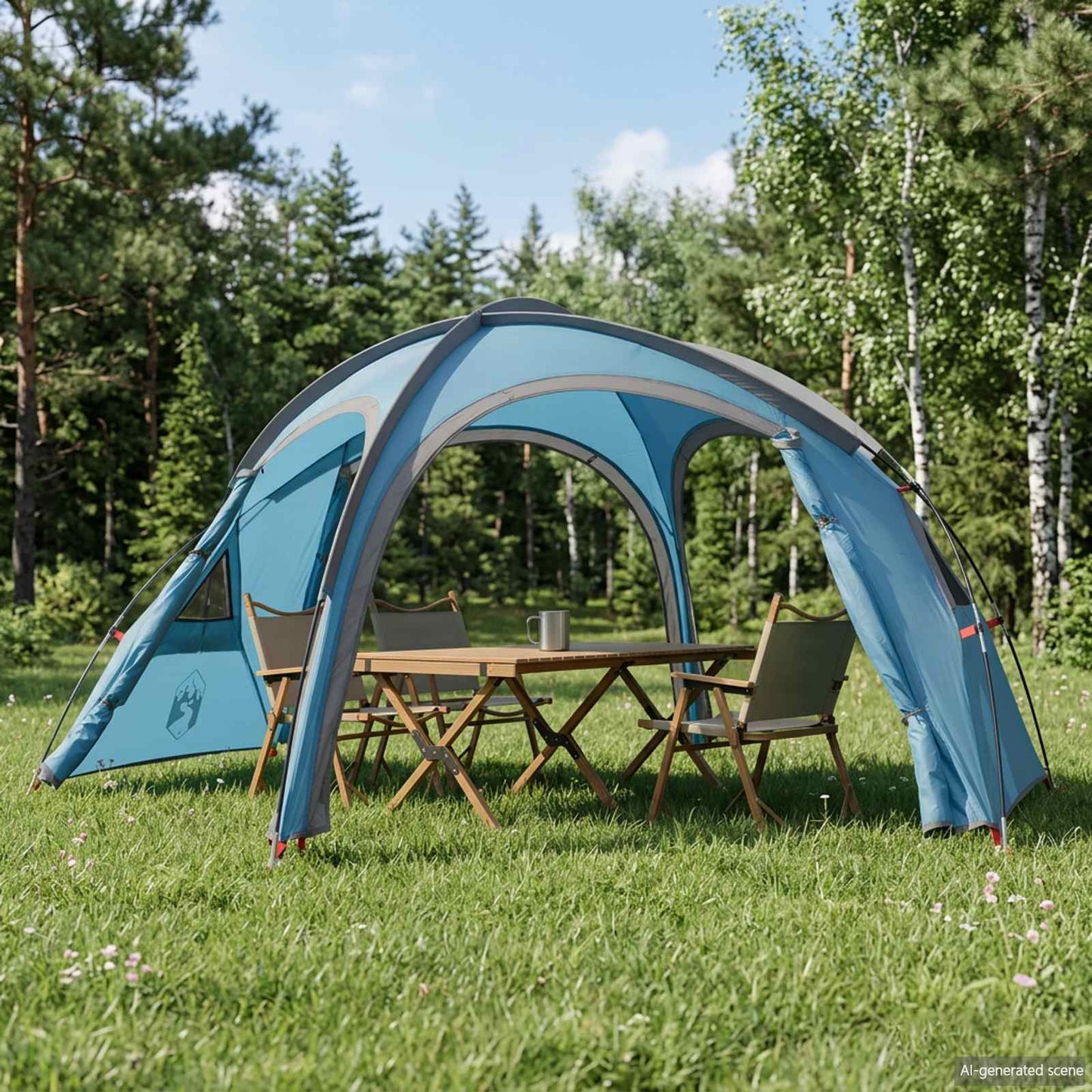 vidaXL Trekking Tent with Rainfly Water-Resistant 2-Person Blue