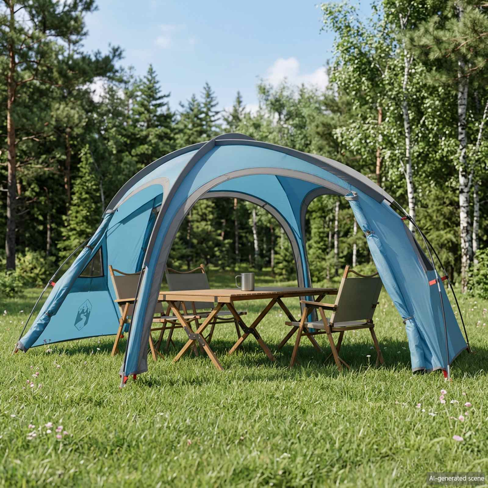 vidaXL Trekking Tent with Rainfly Water-Resistant 2-Person Blue