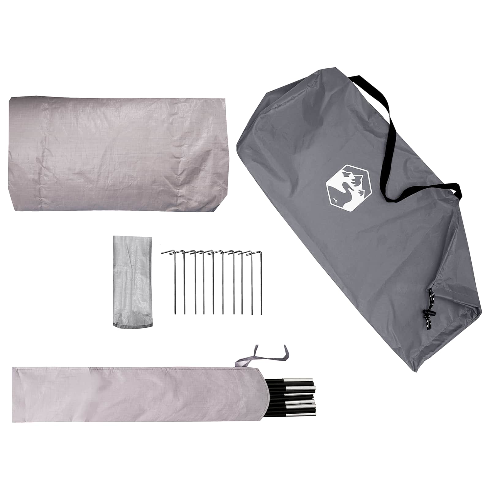vidaXL Trekking Tent with Rainfly Water-Resistant 2-Person - Grey