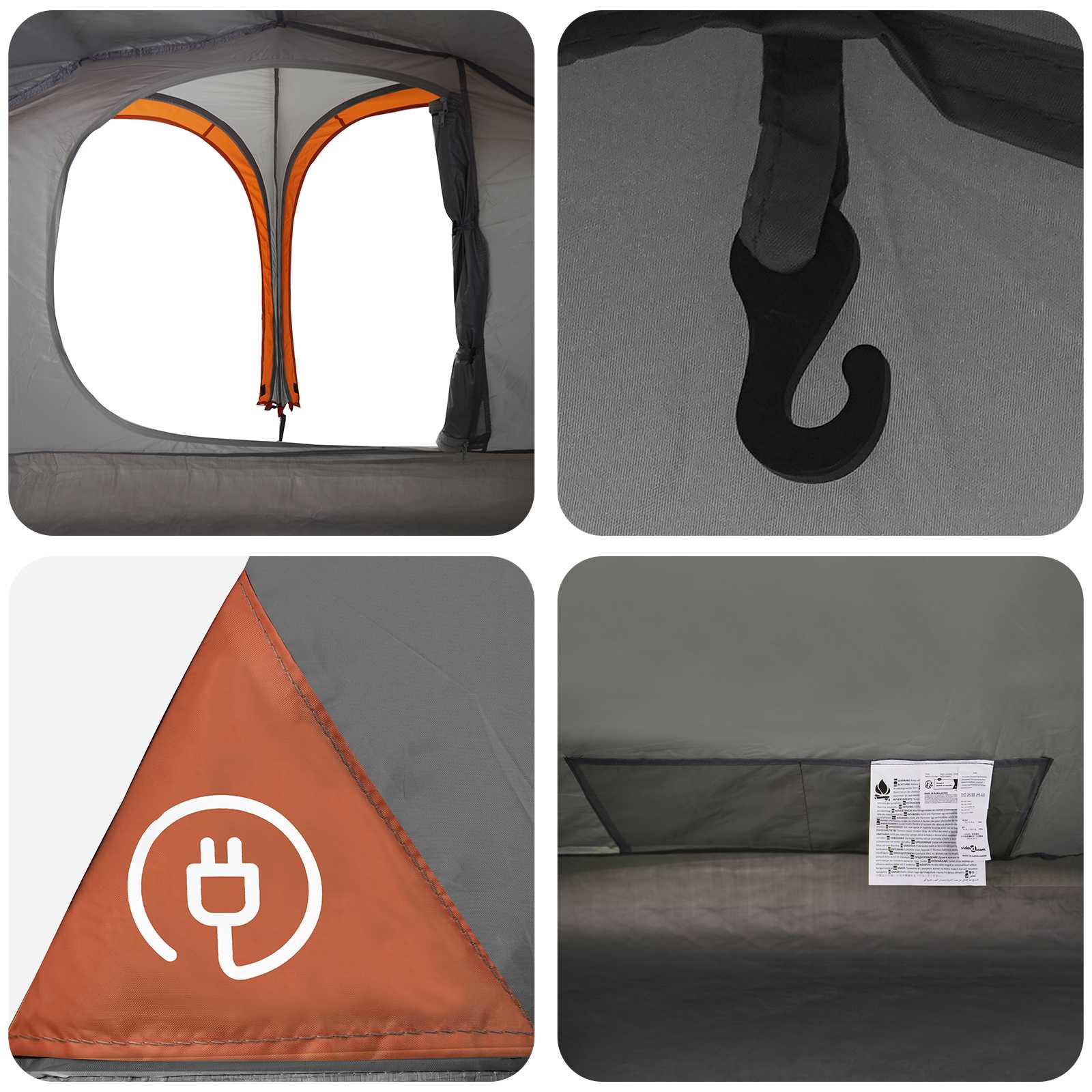 vidaXL Trekking Tent with Rainfly Water-Resistant 2-Person - Grey