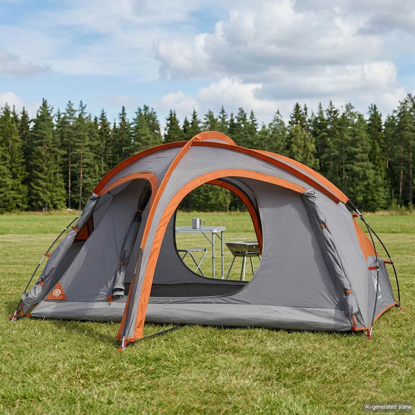 vidaXL Trekking Tent with Rainfly Water-Resistant 2-Person - Grey