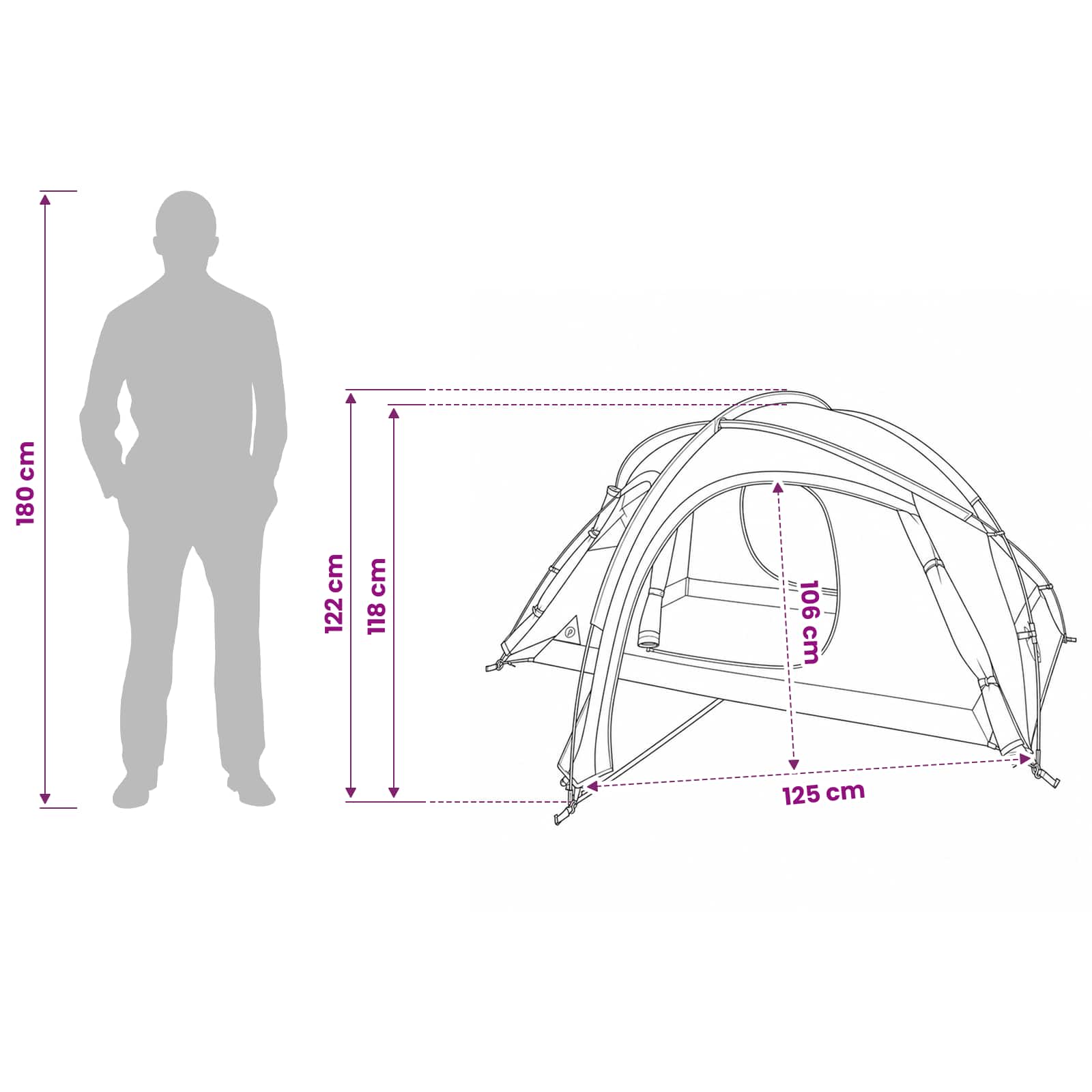 vidaXL Trekking Tent with Rainfly Water-Resistant 2-Person - Grey