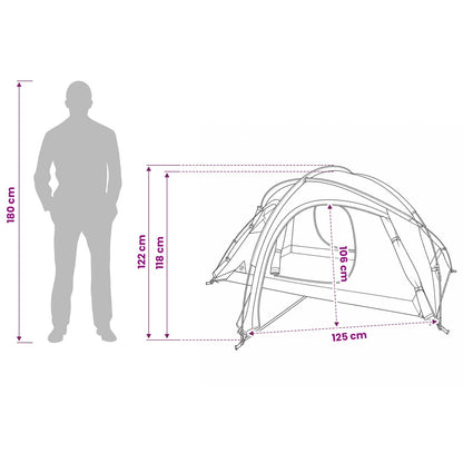 vidaXL Trekking Tent with Rainfly Water-Resistant 2-Person - Grey