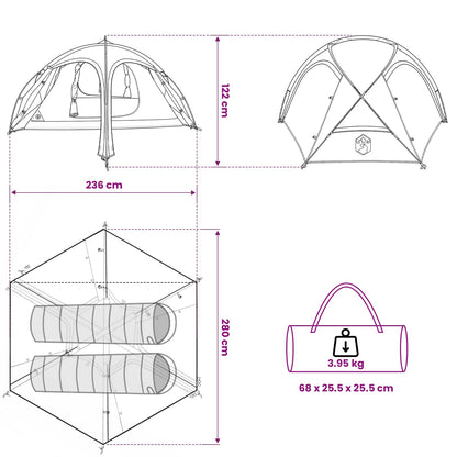 vidaXL Trekking Tent with Rainfly Water-Resistant 2-Person - Grey