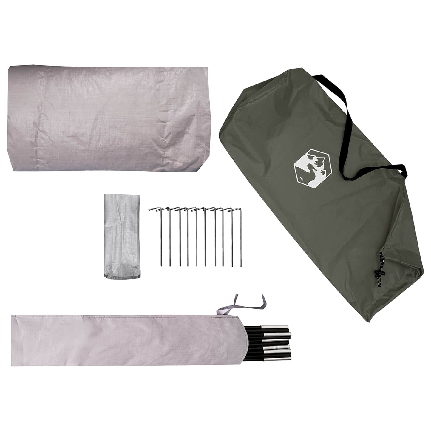 vidaXL Trekking Tent with Rainfly Water-Resistant 2-Person Army Green