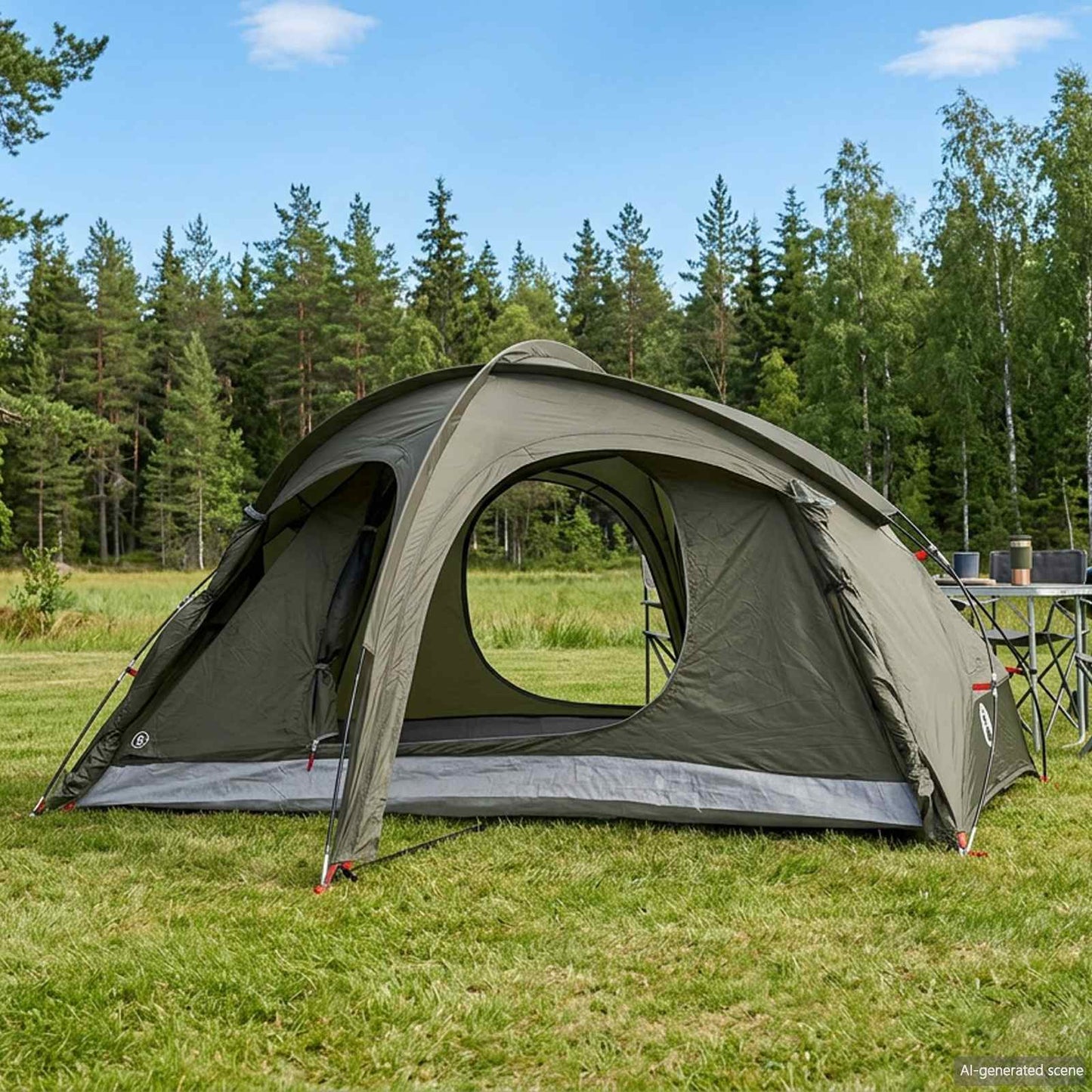 vidaXL Trekking Tent with Rainfly Water-Resistant 2-Person Army Green