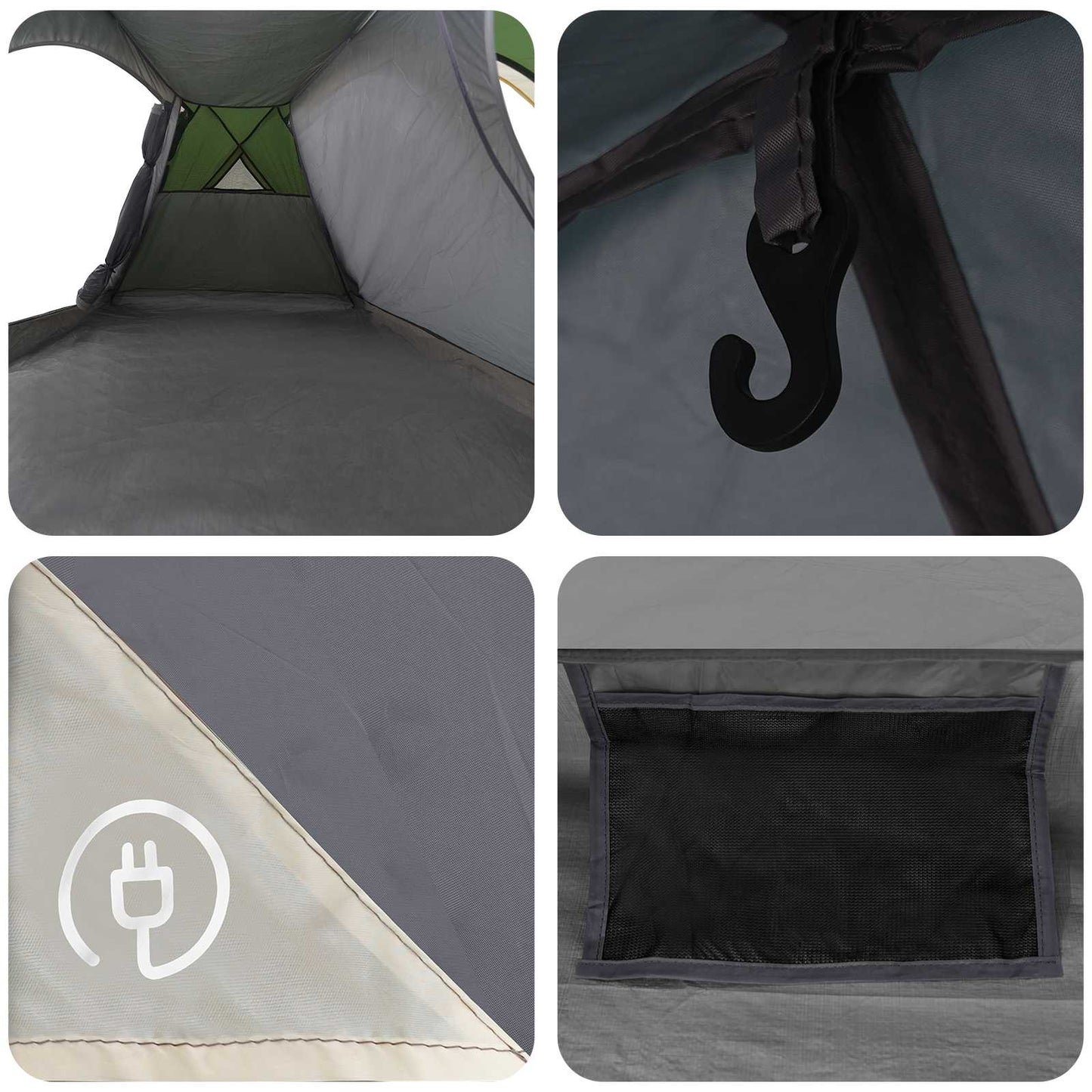 vidaXL Trekking Tent with Rainfly Water-Resistant 3-Person Green