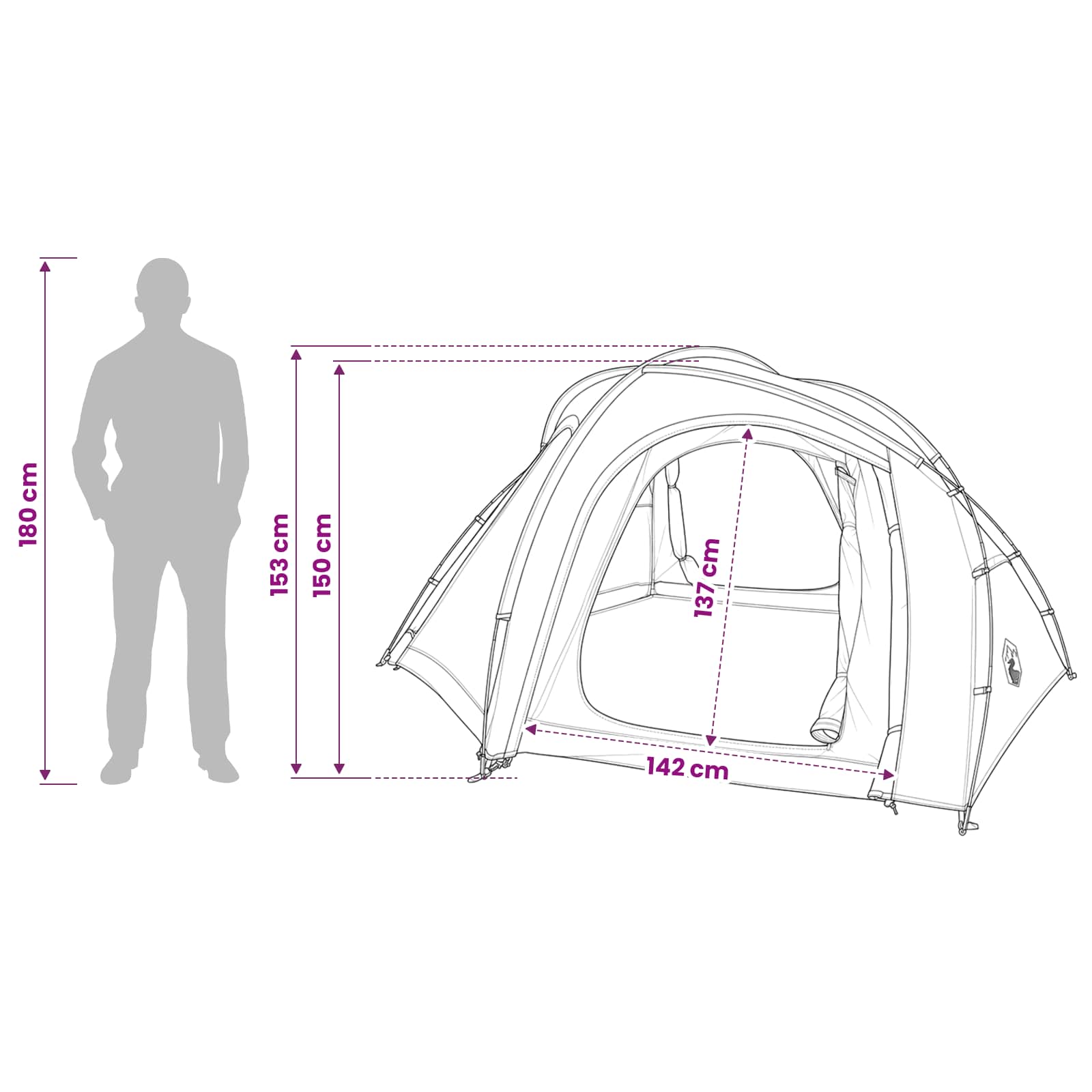 vidaXL Trekking Tent with Rainfly Water-Resistant 3-Person Green