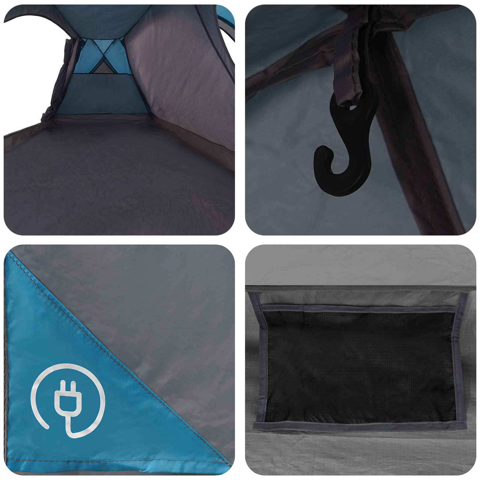 vidaXL Trekking Tent with Rainfly Water-Resistant 3-Person Blue