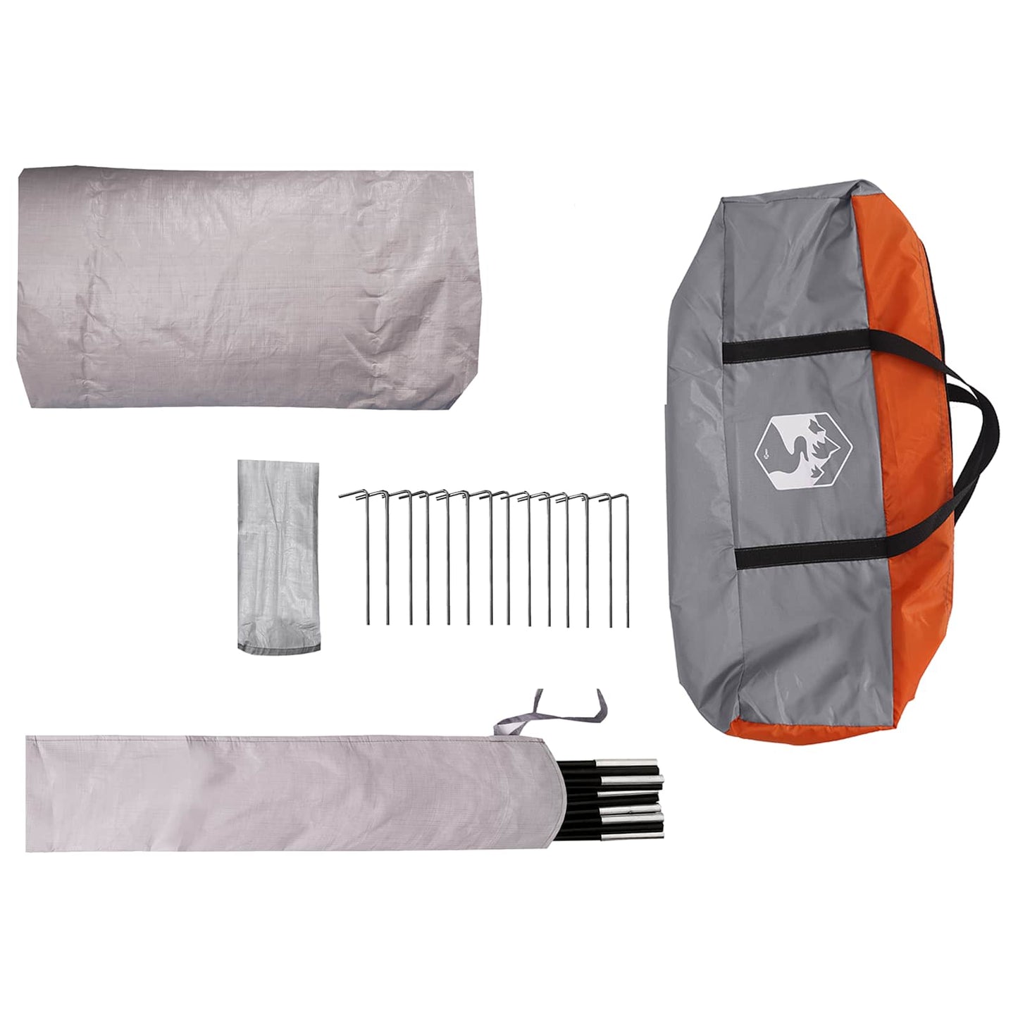 vidaXL Trekking Tent with Rainfly Water-Resistant 3-Person - Grey