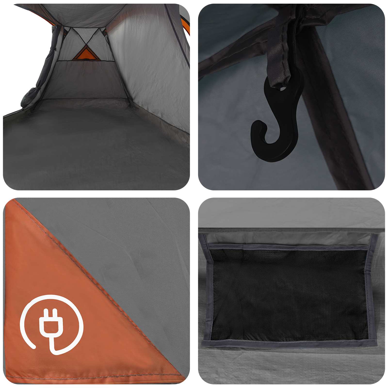 vidaXL Trekking Tent with Rainfly Water-Resistant 3-Person - Grey