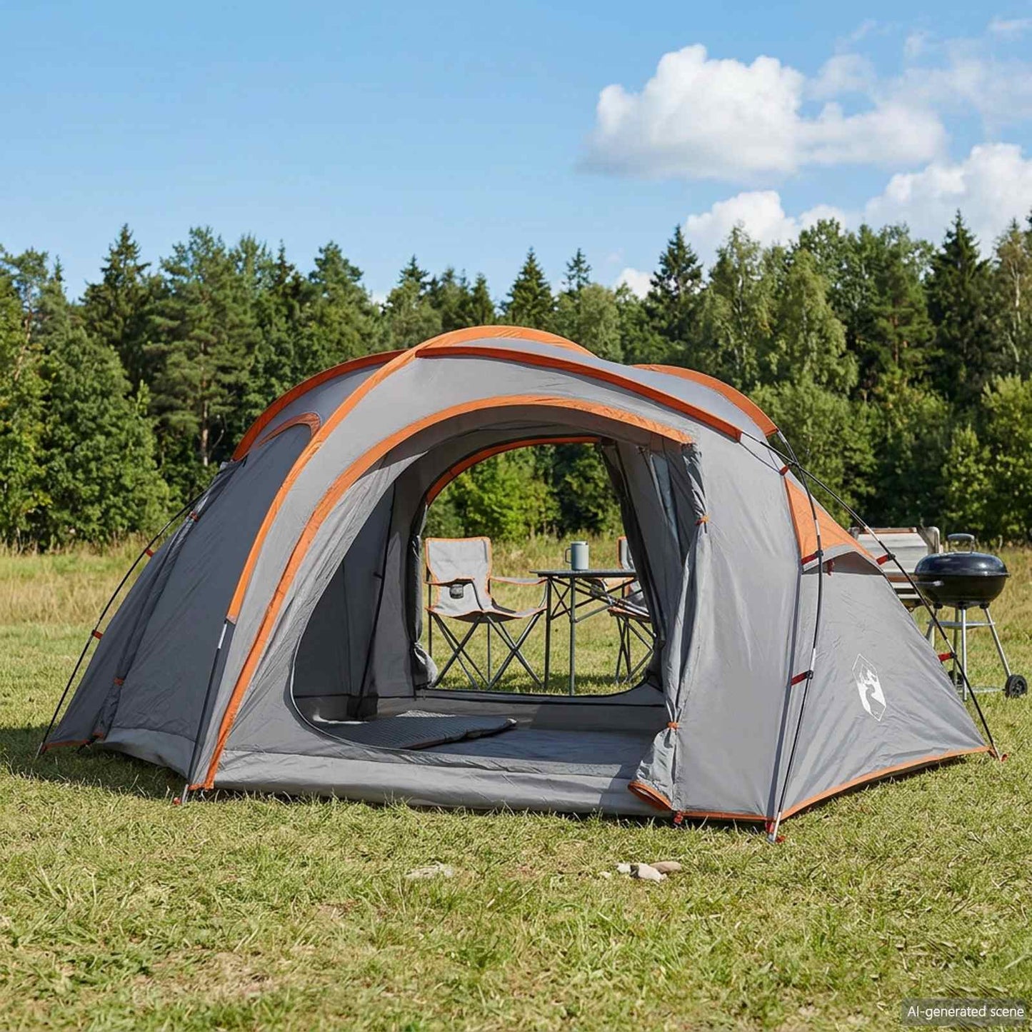 vidaXL Trekking Tent with Rainfly Water-Resistant 3-Person - Grey