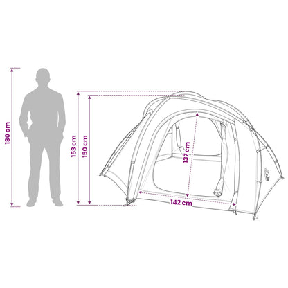vidaXL Trekking Tent with Rainfly Water-Resistant 3-Person - Grey