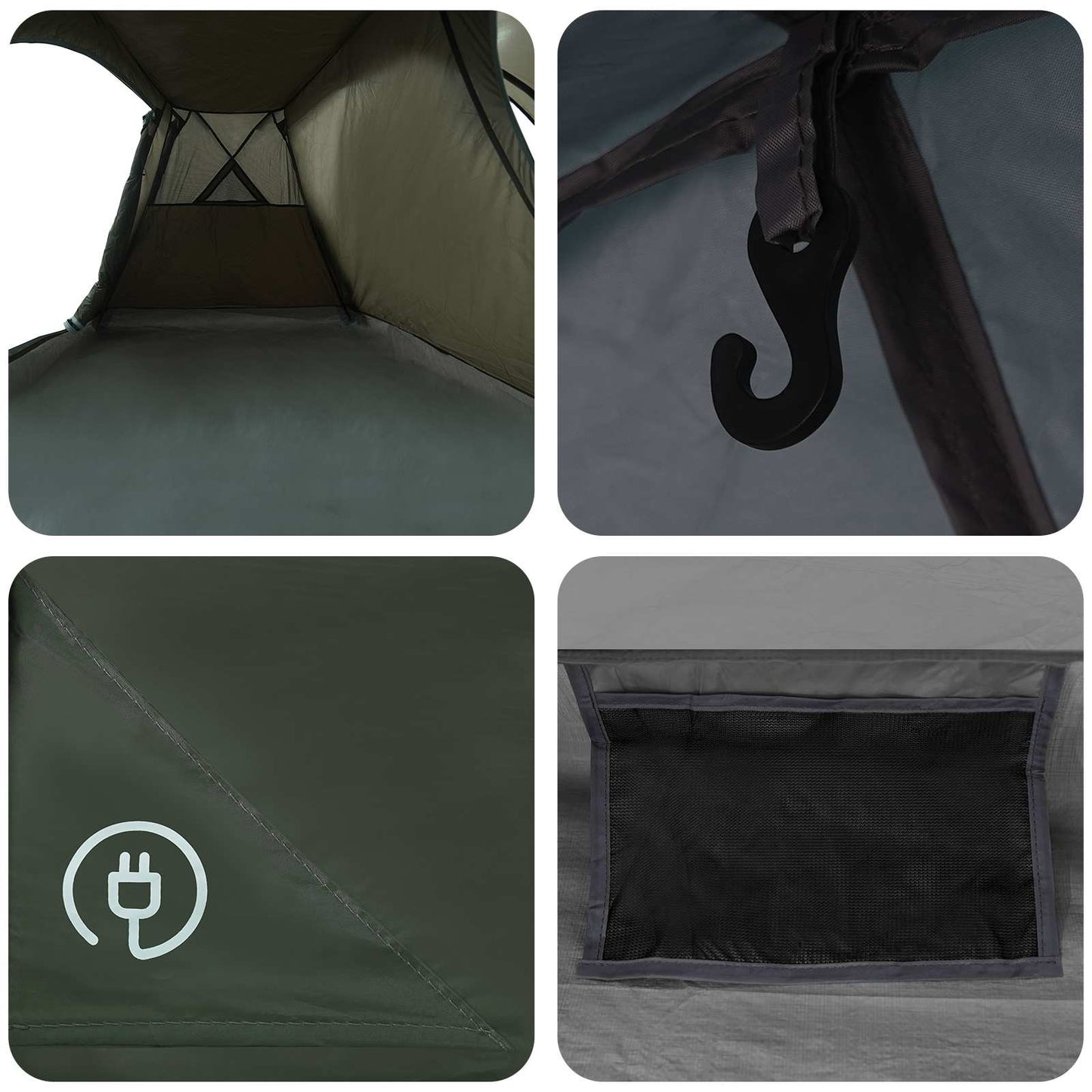 vidaXL Trekking Tent with Rainfly Water-Resistant 3-Person Army Green