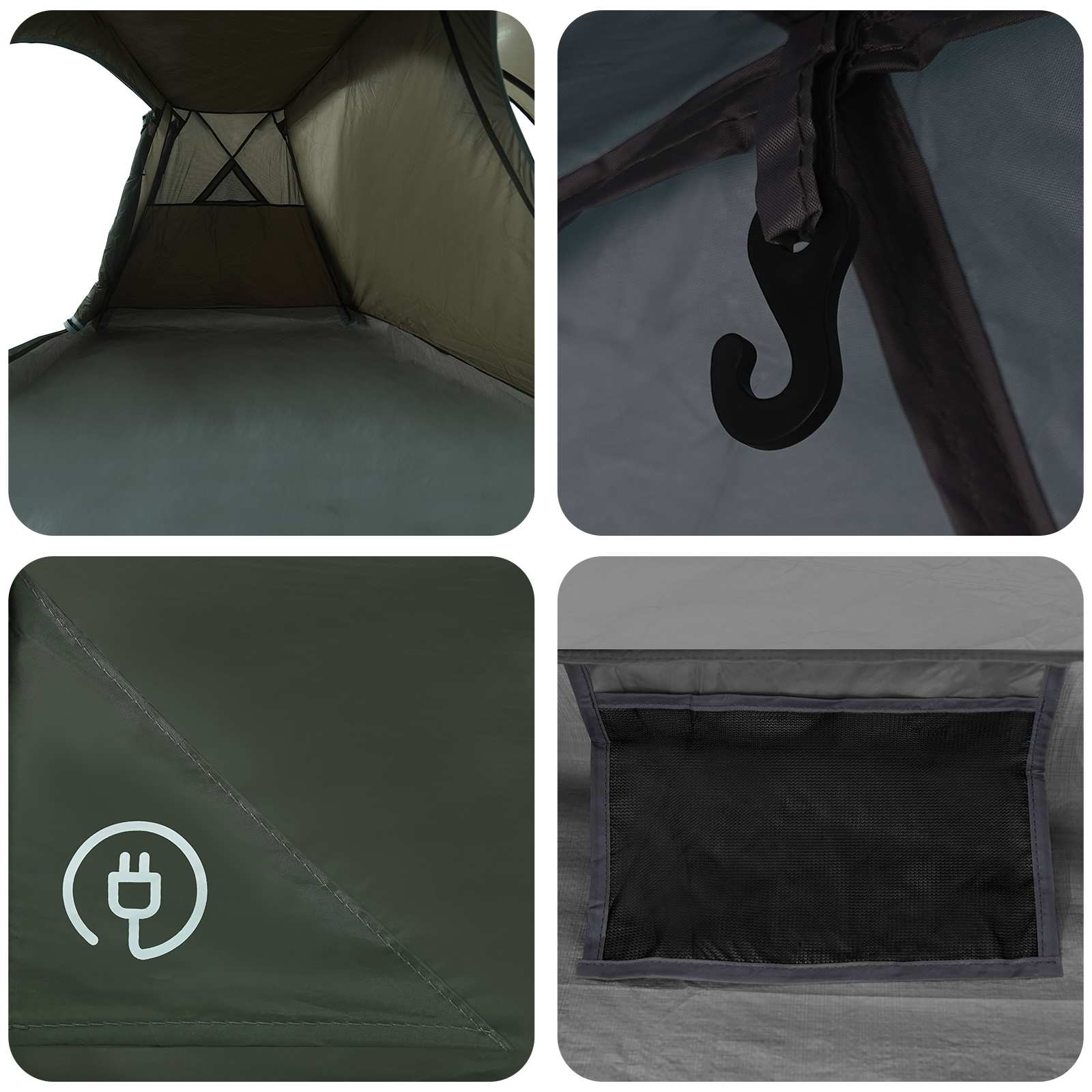 vidaXL Trekking Tent with Rainfly Water-Resistant 3-Person Army Green