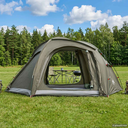 vidaXL Trekking Tent with Rainfly Water-Resistant 3-Person Army Green