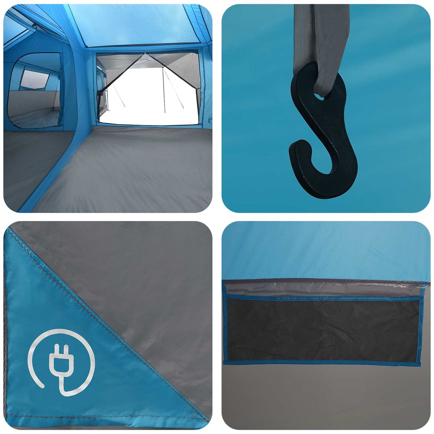 vidaXL Family Tent with Rainfly Water-Resistant 14-Person Blue