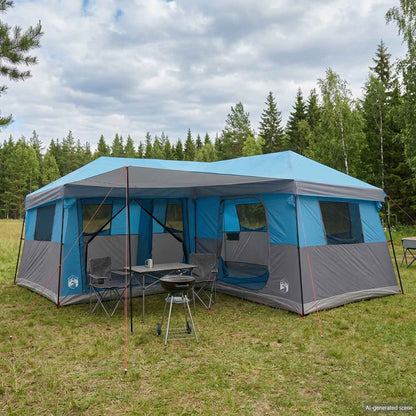 vidaXL Family Tent with Rainfly Water-Resistant 14-Person Blue