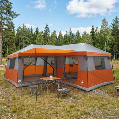 vidaXL Family Tent with Rainfly Water-Resistant 14-Person - Grey