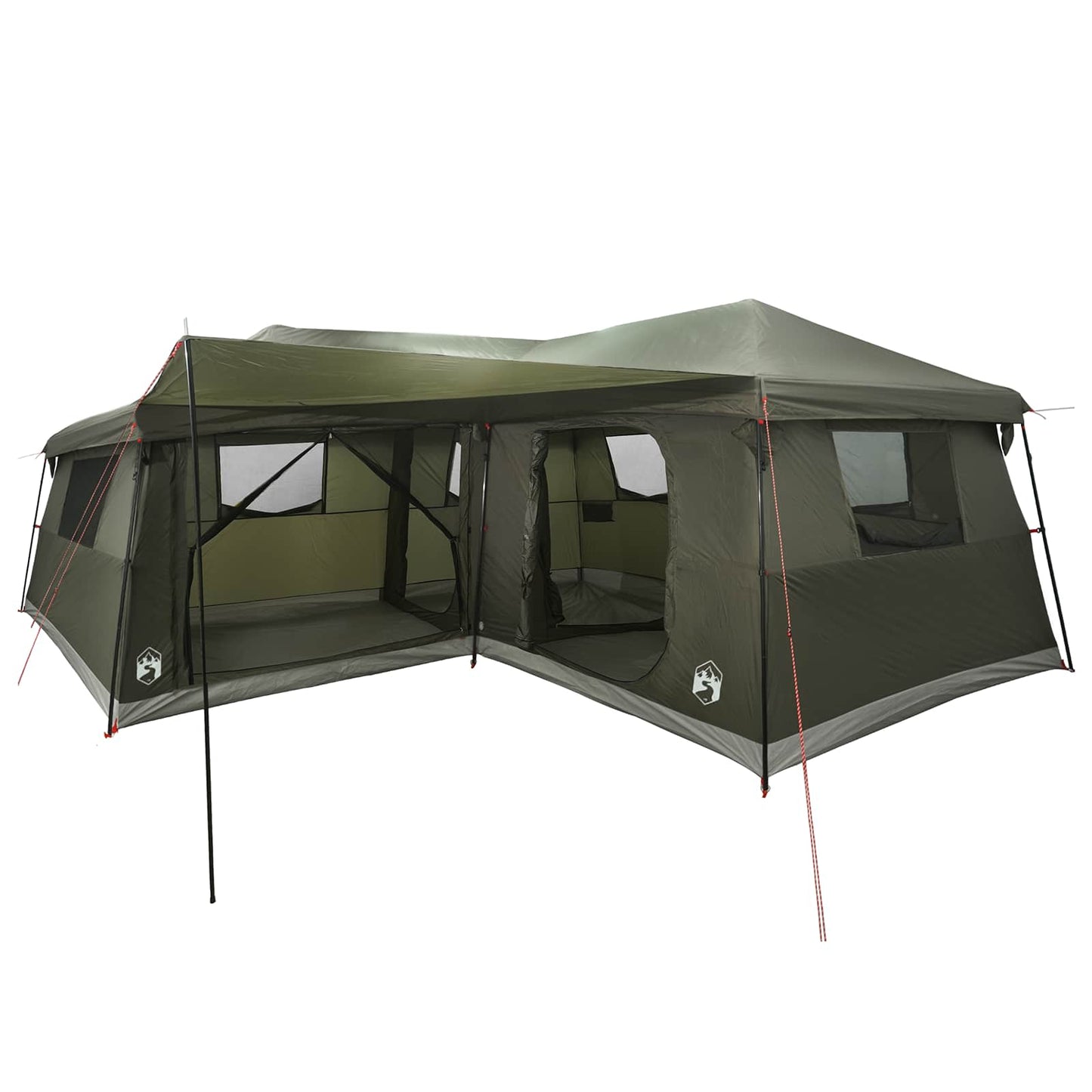 vidaXL Family Tent with Rainfly Water-Resistant 14-Person Army Green