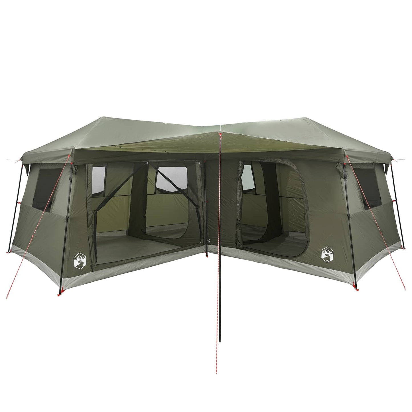 vidaXL Family Tent with Rainfly Water-Resistant 14-Person Army Green