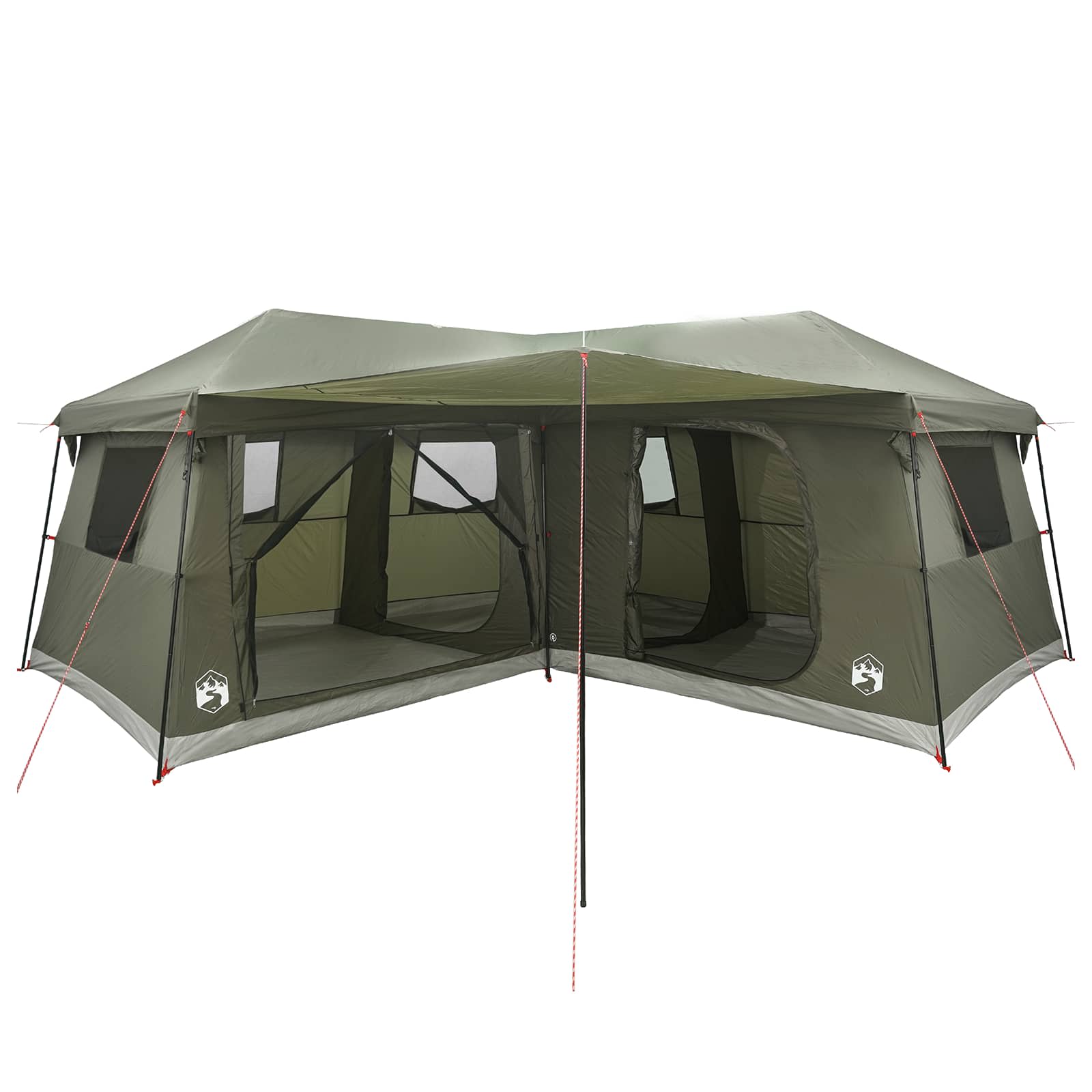 vidaXL Family Tent with Rainfly Water-Resistant 14-Person Army Green