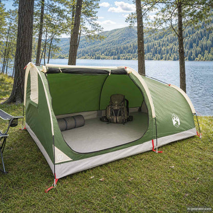 vidaXL Hiking Tent Water-Resistant 2-Person Green