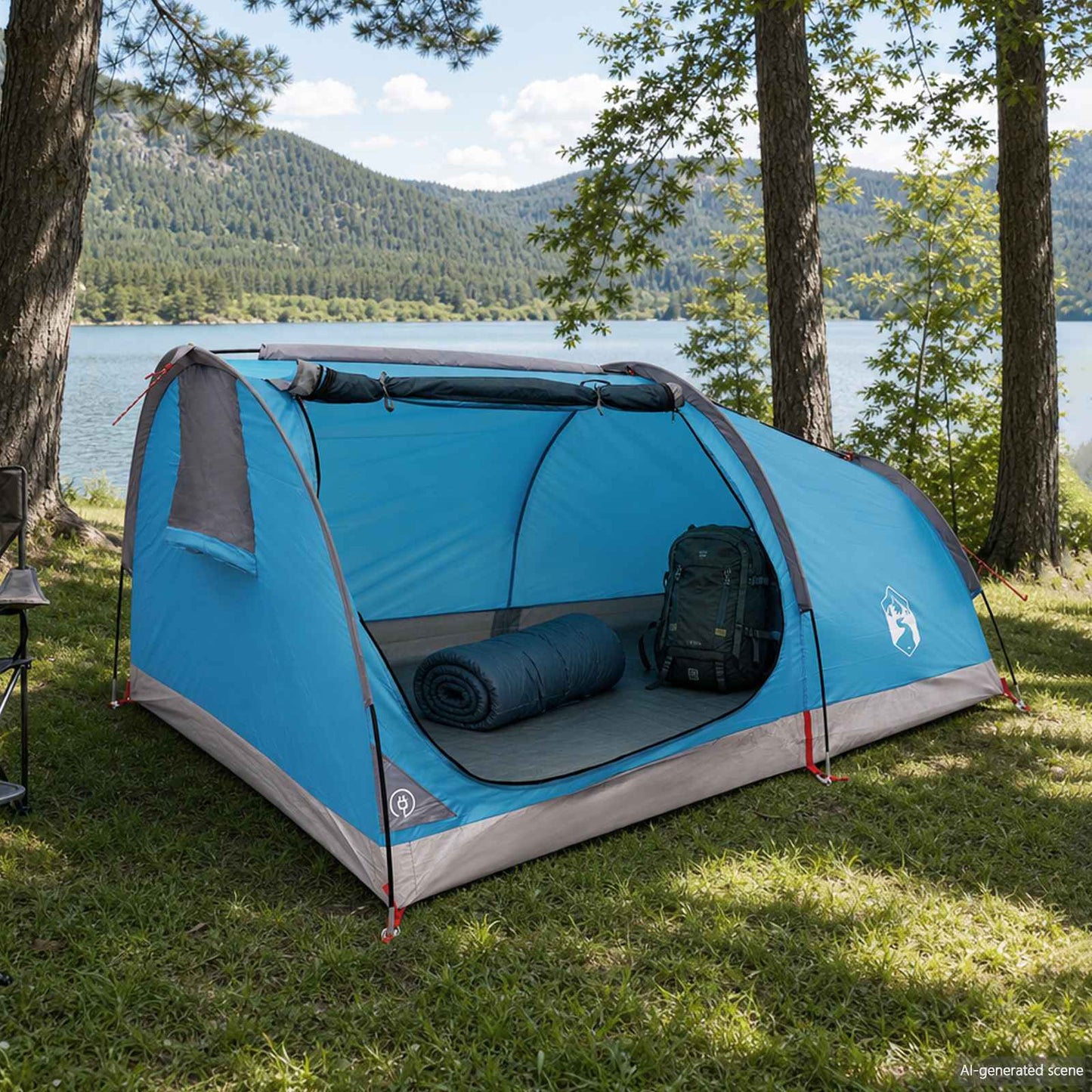 vidaXL Hiking Tent Water-Resistant 2-Person Blue
