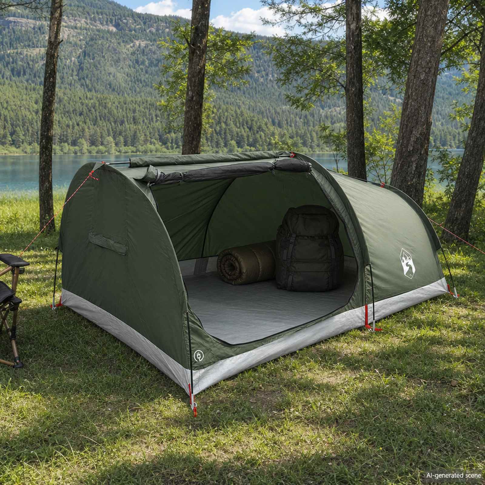 vidaXL Hiking Tent Water-Resistant 2-Person Army Green