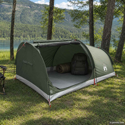 vidaXL Hiking Tent Water-Resistant 2-Person Army Green