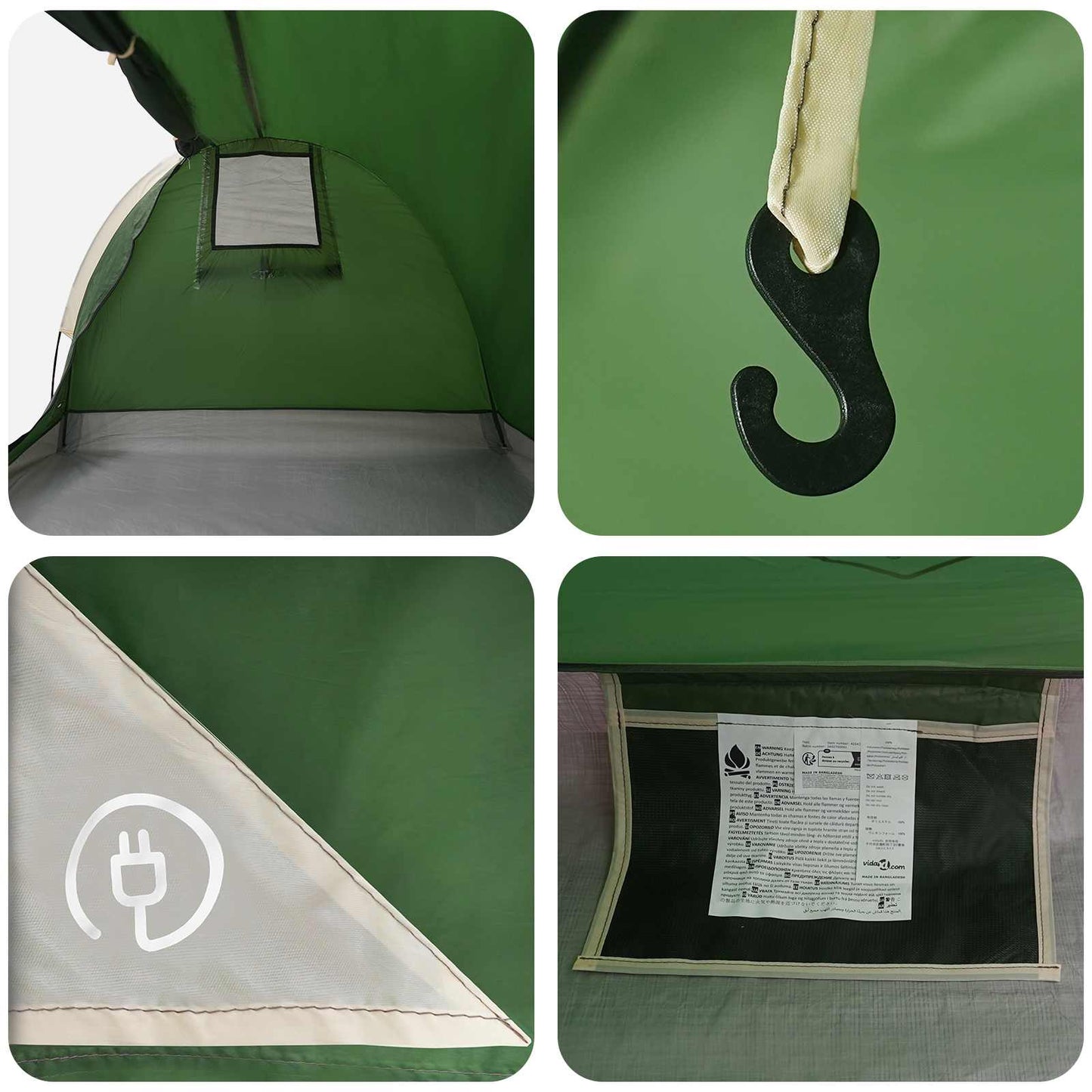 vidaXL Hiking Tent Water-Resistant 1-Person 1-Person Green