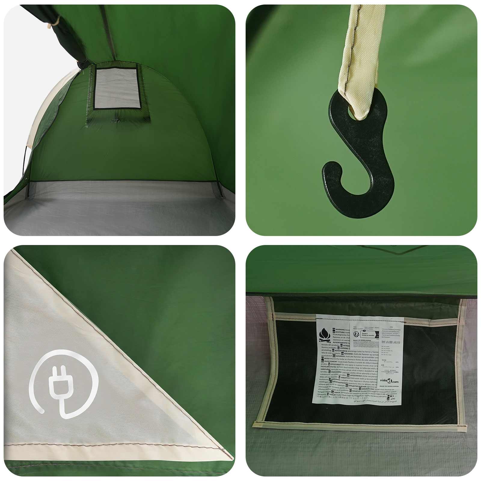 vidaXL Hiking Tent Water-Resistant 1-Person 1-Person Green