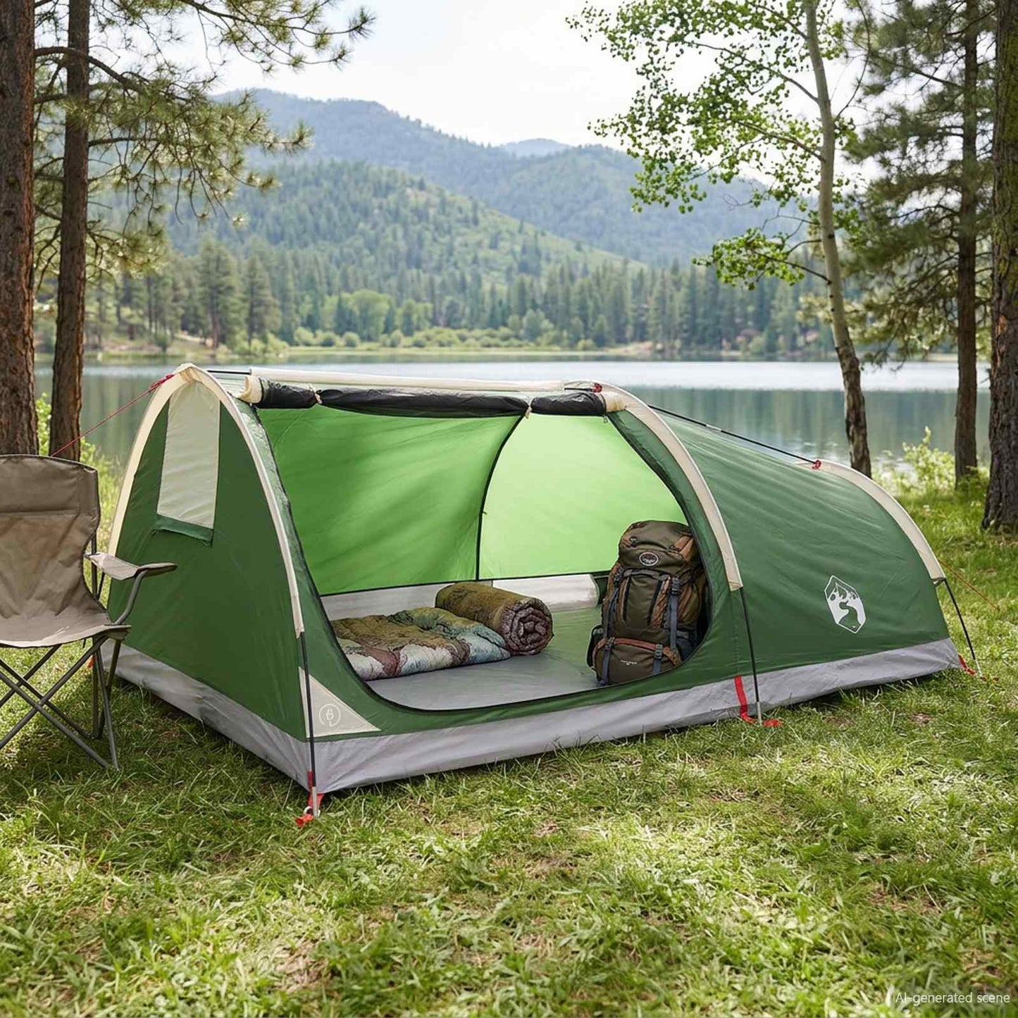 vidaXL Hiking Tent Water-Resistant 1-Person 1-Person Green