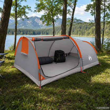 vidaXL Hiking Tent Water-Resistant 1-Person Grey and Orange