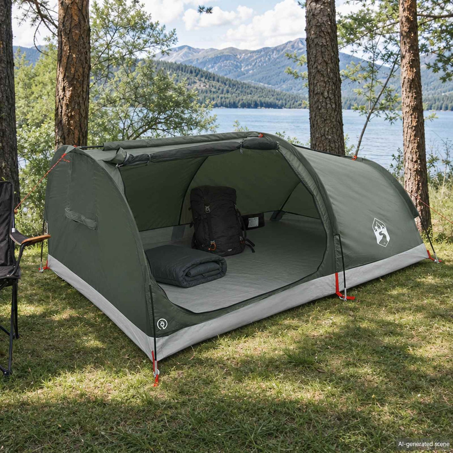 vidaXL Hiking Tent Water-Resistant 1-Person Army Green