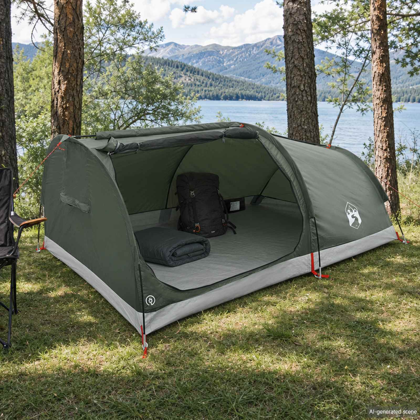 vidaXL Hiking Tent Water-Resistant 1-Person Army Green
