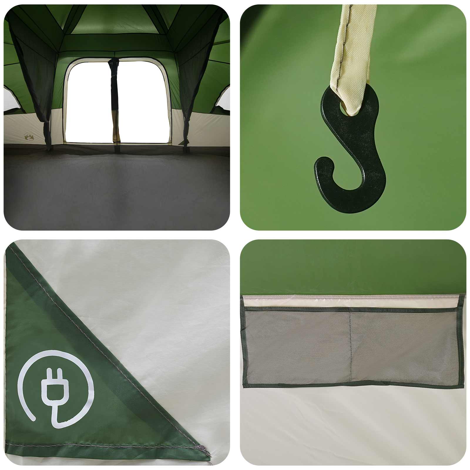 vidaXL Family Tent with Rainfly Water-resistant 18-Person Green - 41984