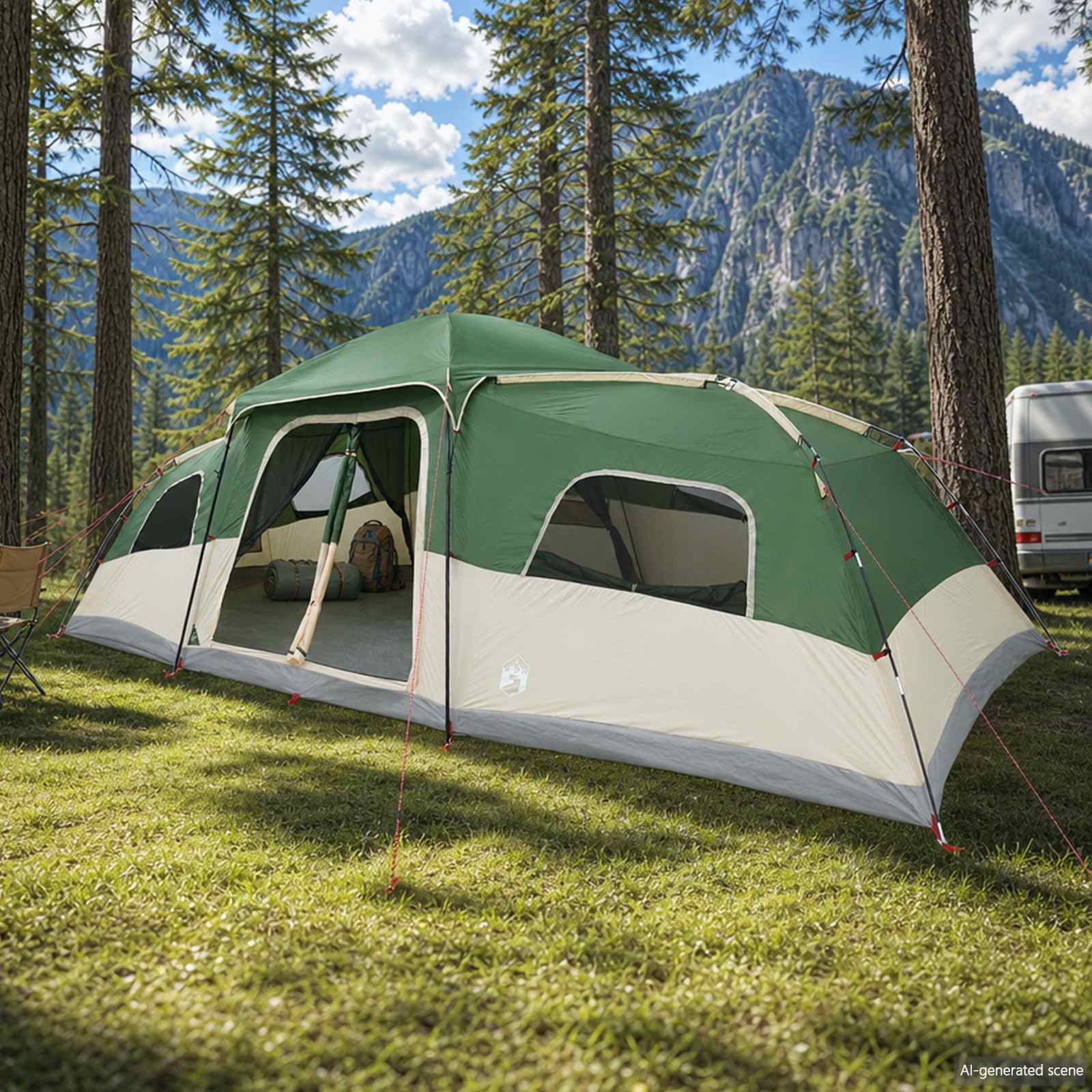 vidaXL Family Tent with Rainfly Water-resistant 18-Person Green - 41984