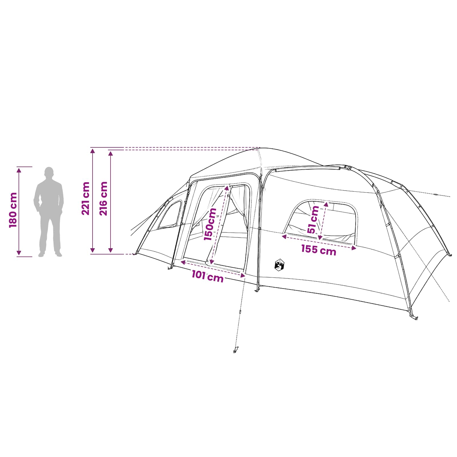 vidaXL Family Tent with Rainfly Water-resistant 18-Person Blue - 41993