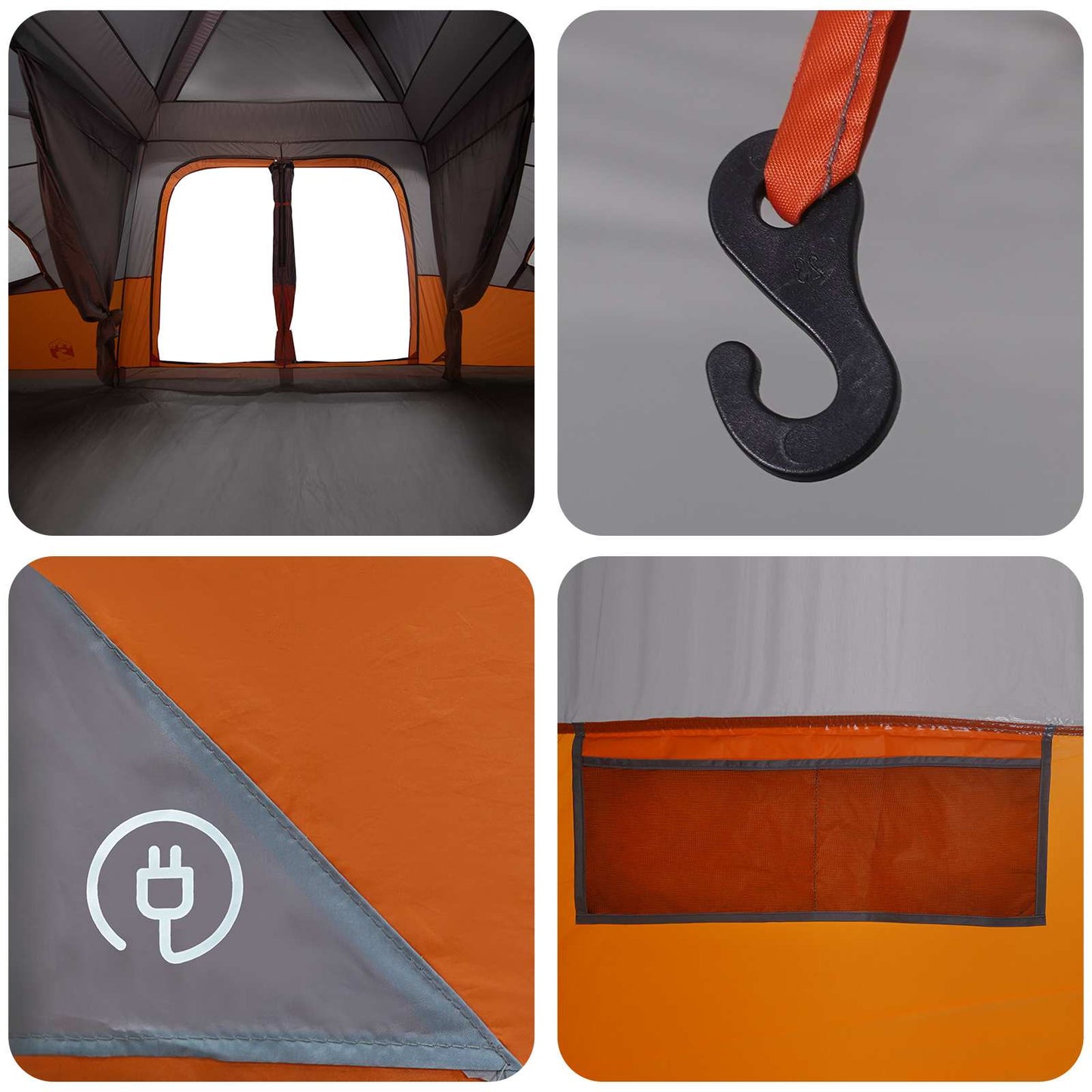 vidaXL Family Tent with Rainfly Water-resistant 18-Person - Grey - 41998