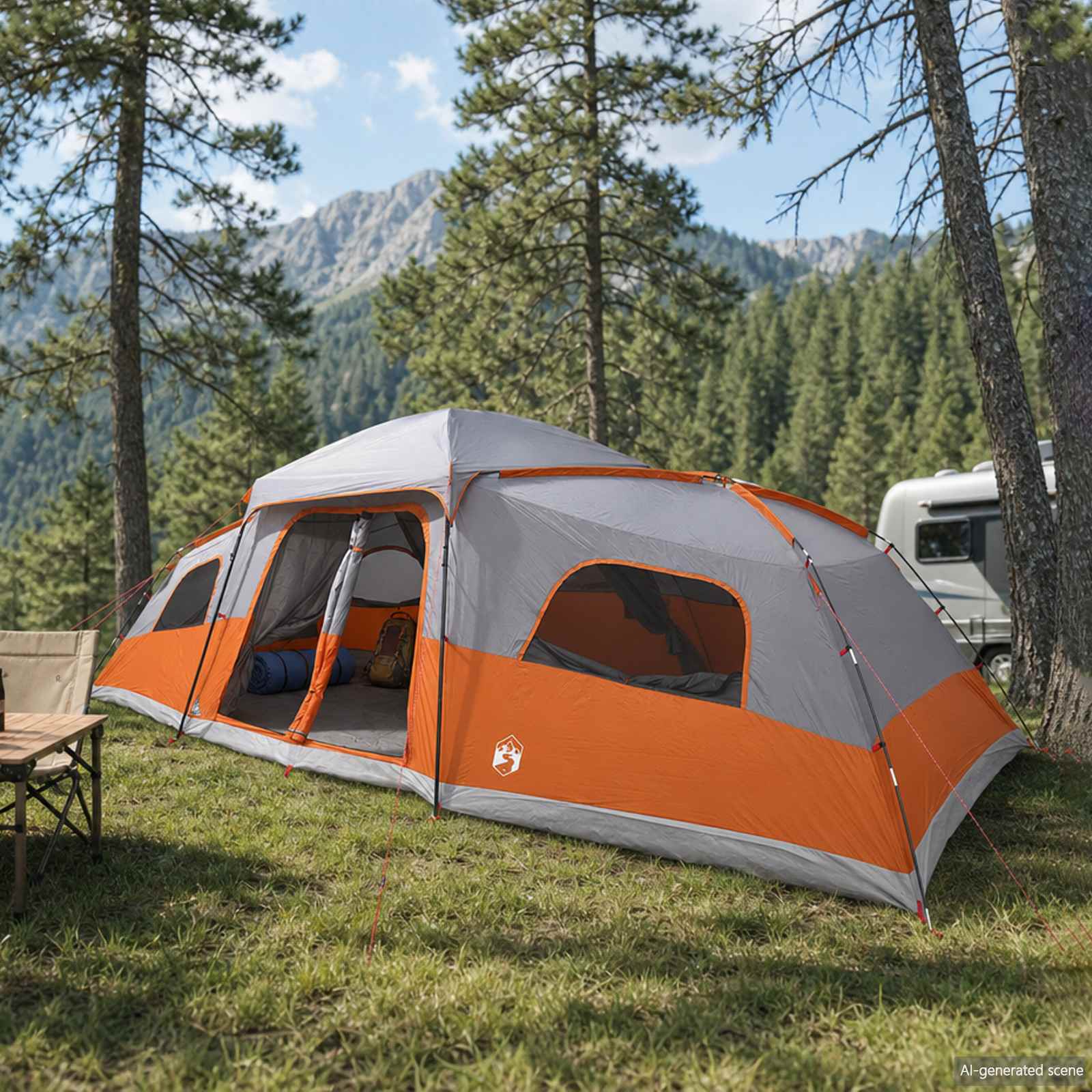 vidaXL Family Tent with Rainfly Water-resistant 18-Person - Grey - 41998