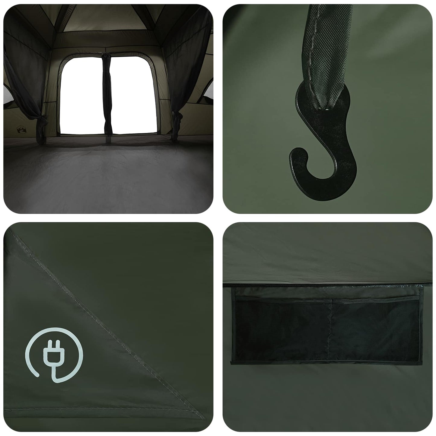 vidaXL Family Tent with Rainfly Water-resistant 18-Person Army Green