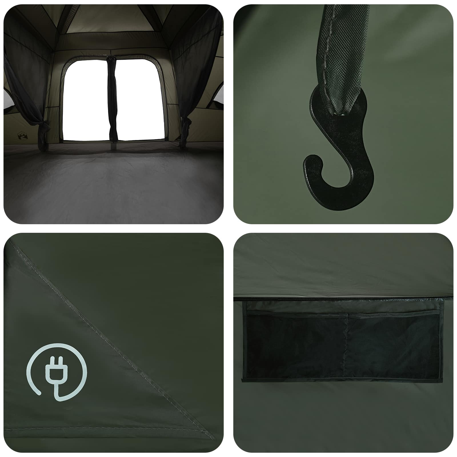 vidaXL Family Tent with Rainfly Water-resistant 18-Person Army Green