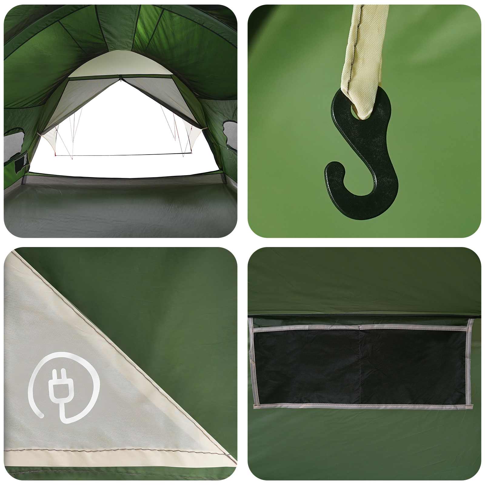 vidaXL Tunnel Tent with Rainfly Water-Resistant 10-Person Green