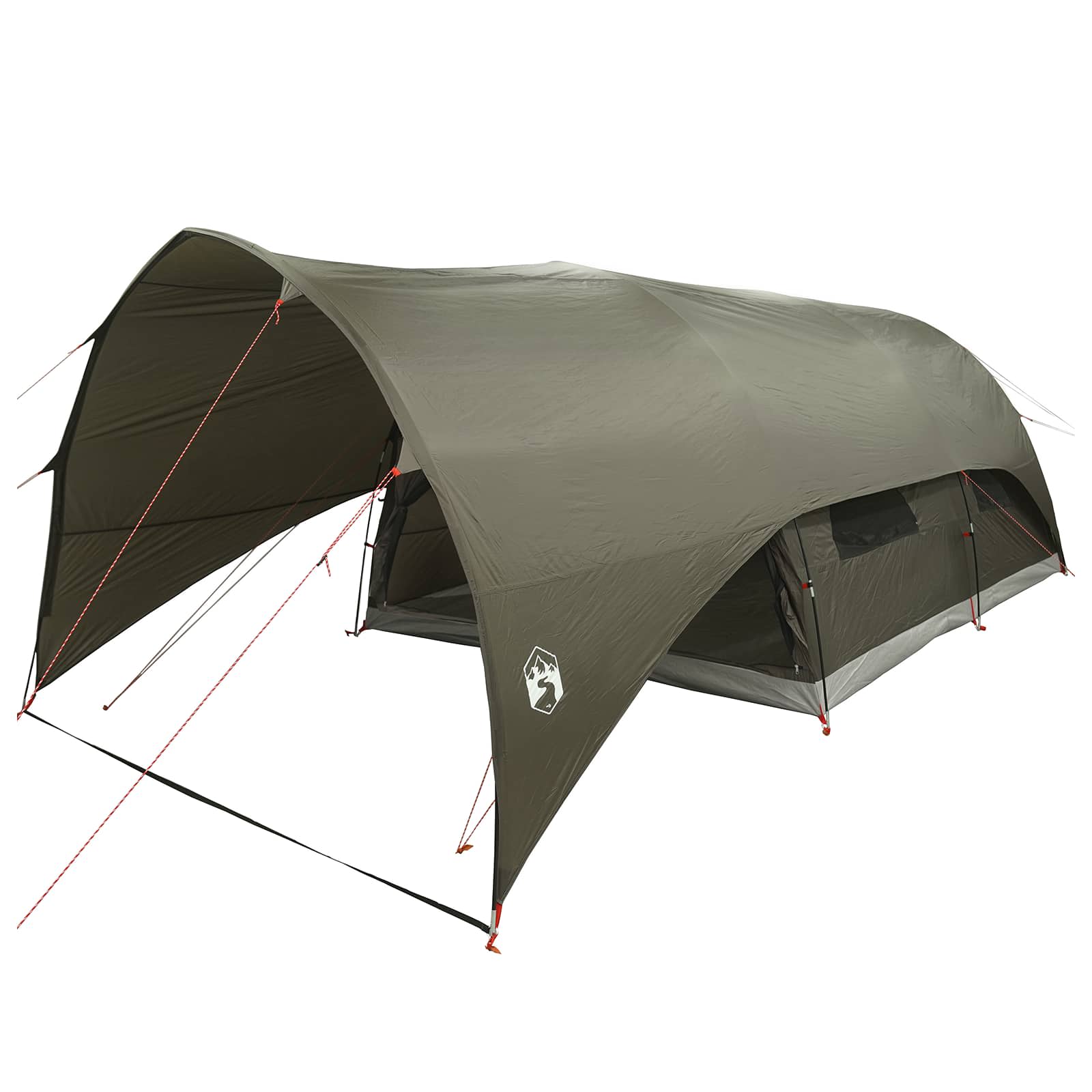 vidaXL Tunnel Tent with Rainfly Water-Resistant 10-Person Army Green