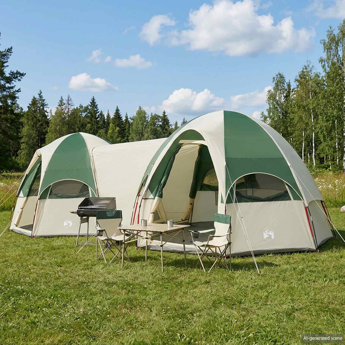 vidaXL Family Tent with Rainfly Water-resistant 14-Person Green - 42013