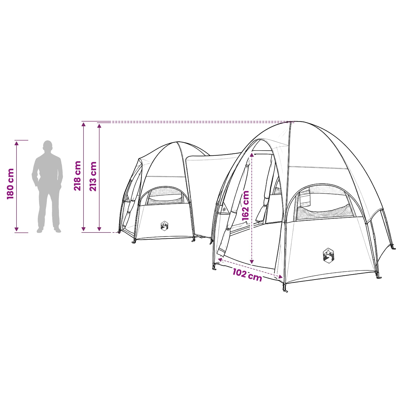 vidaXL Family Tent with Rainfly Water-resistant 14-Person Green - 42013