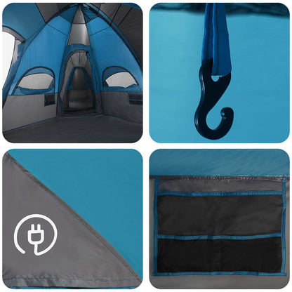 vidaXL Family Tent with Rainfly Water-resistant 14-Person Blue - 42020